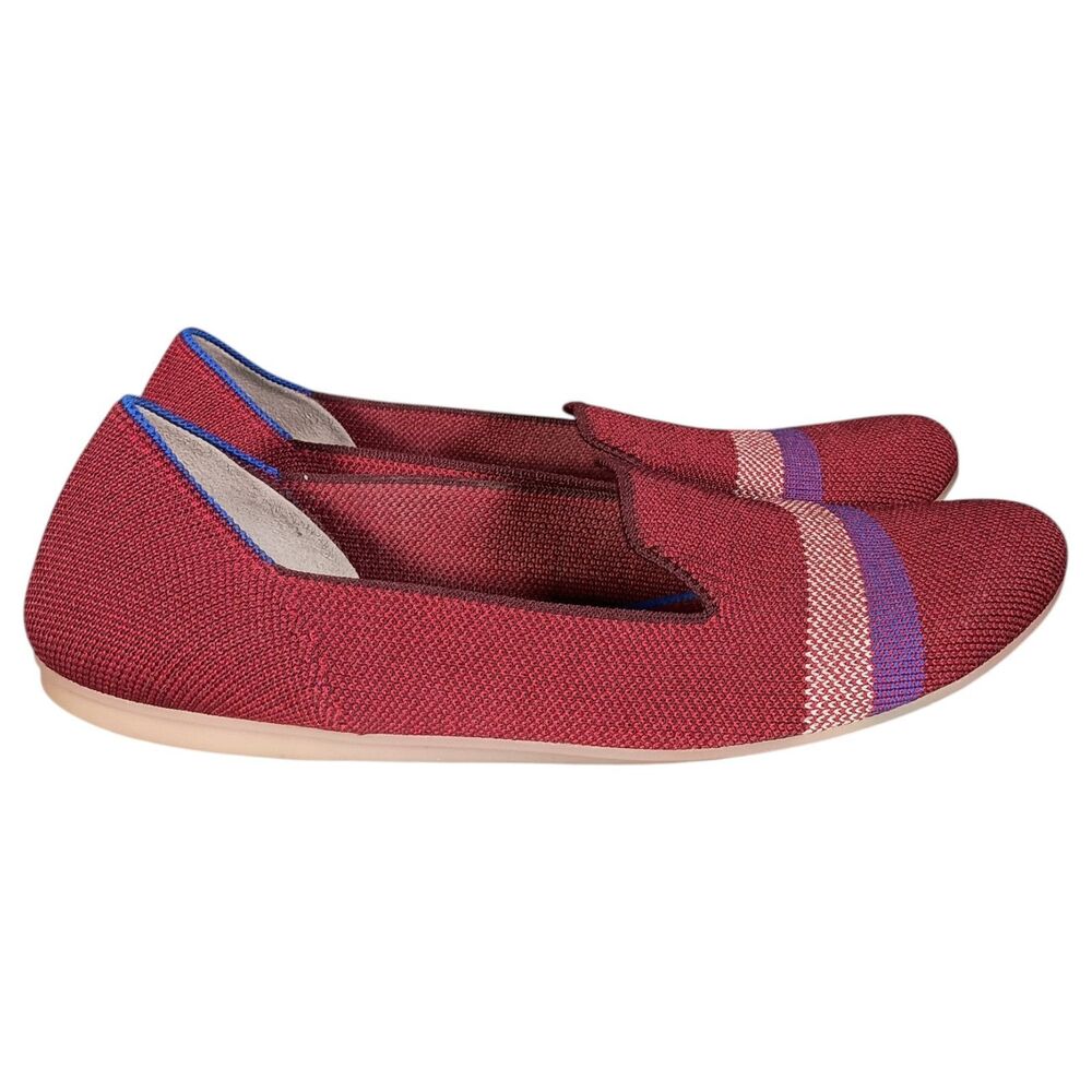 Rothy’s Garnet Reflective Stripe Loafer Limited Edition Womens 9 Burgundy Flats - Picture 3 of 11
